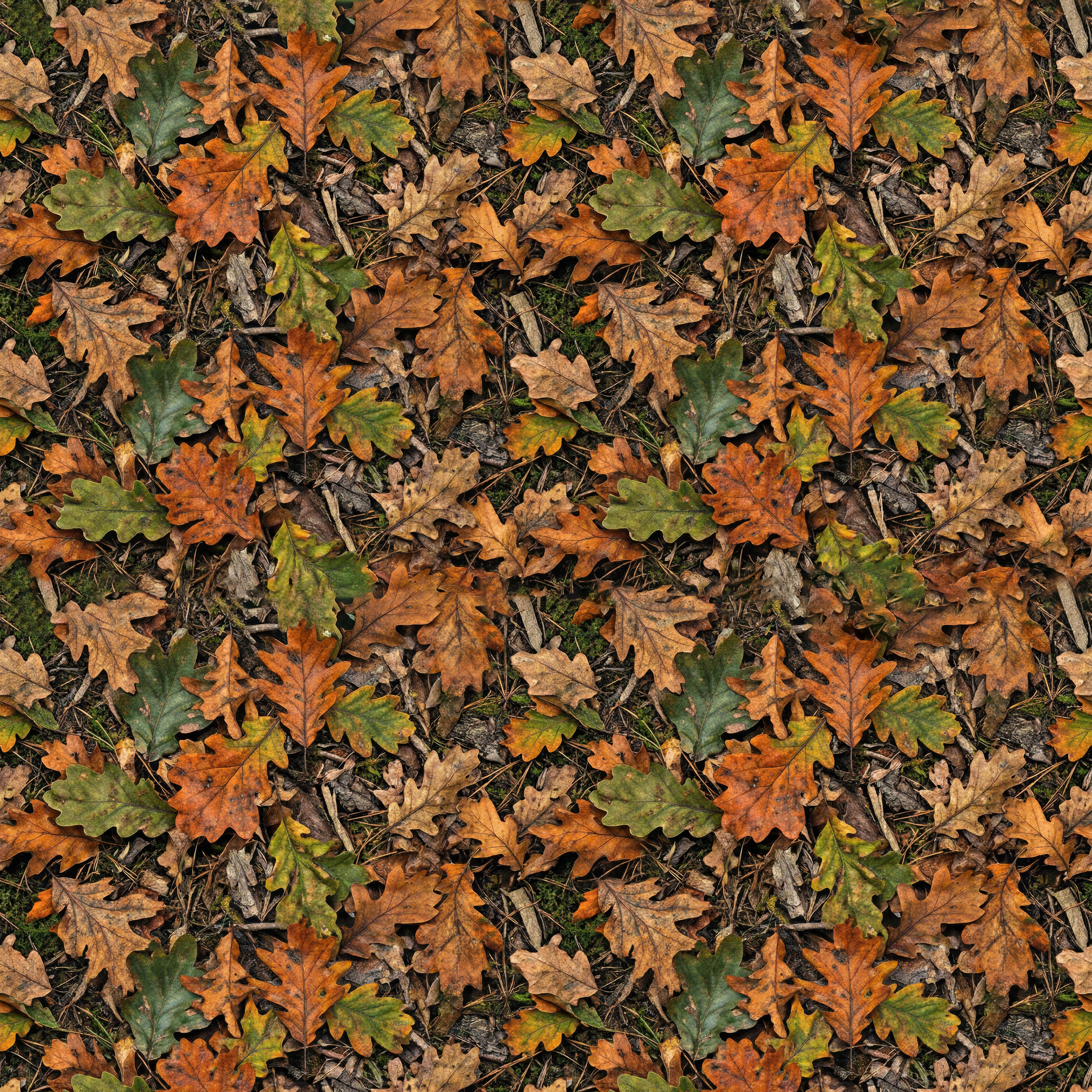 Autumn Oak Foliage Camouflage Fabric