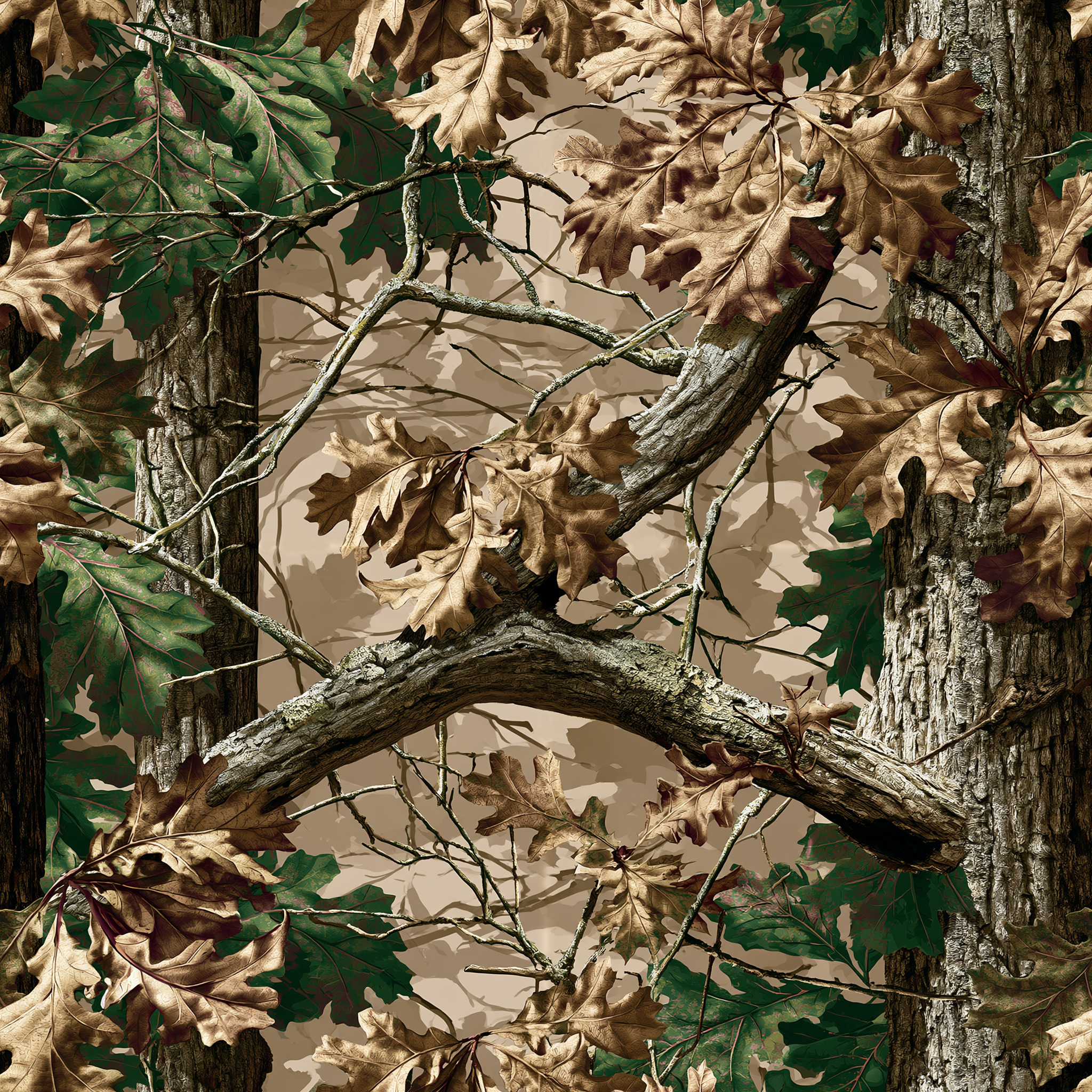 Autumn Oak Tree Camouflage Fabric