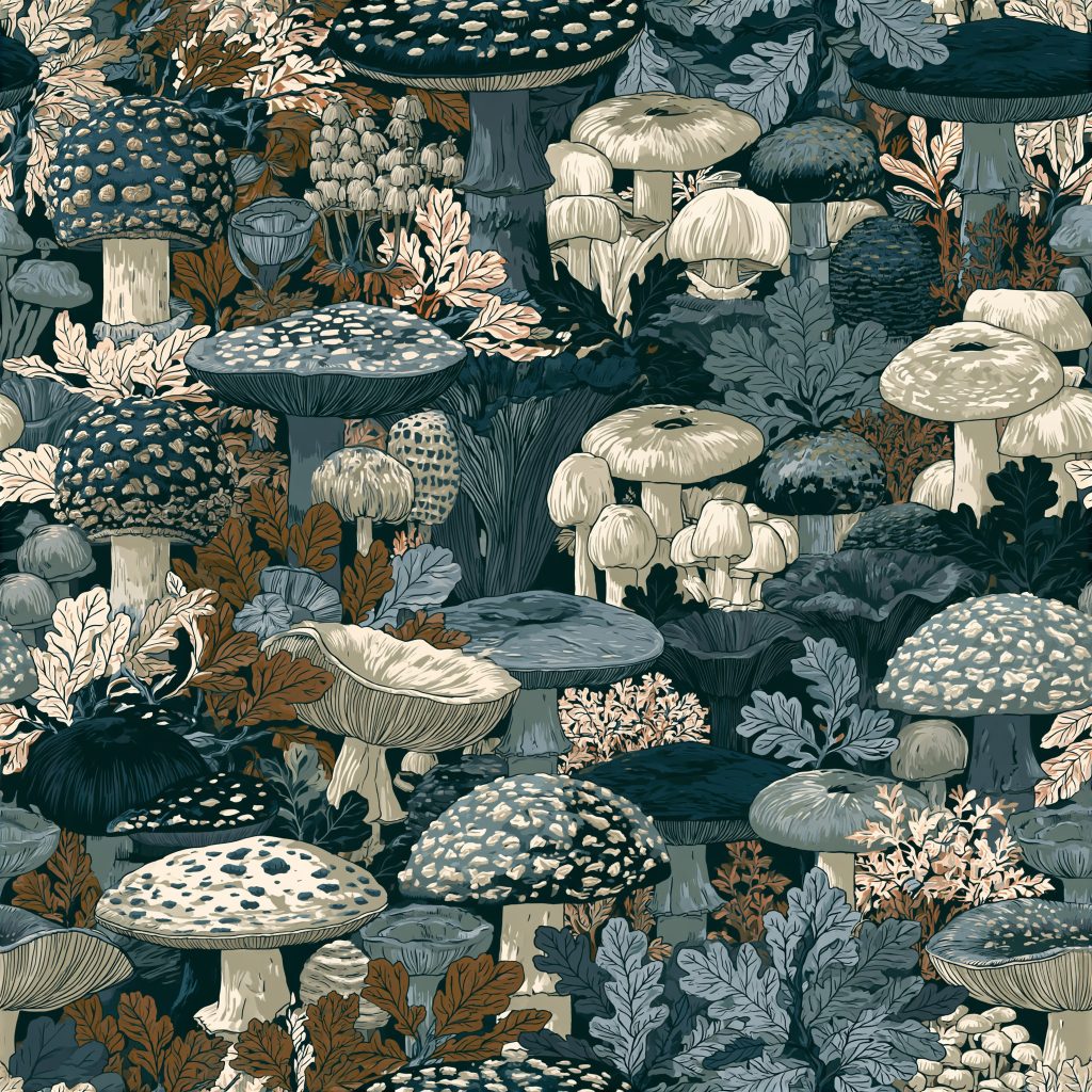 Blue Mushroom Camouflage Fabric