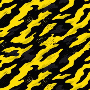 Flecked Modern Yellow Black Camouflage Fabric
