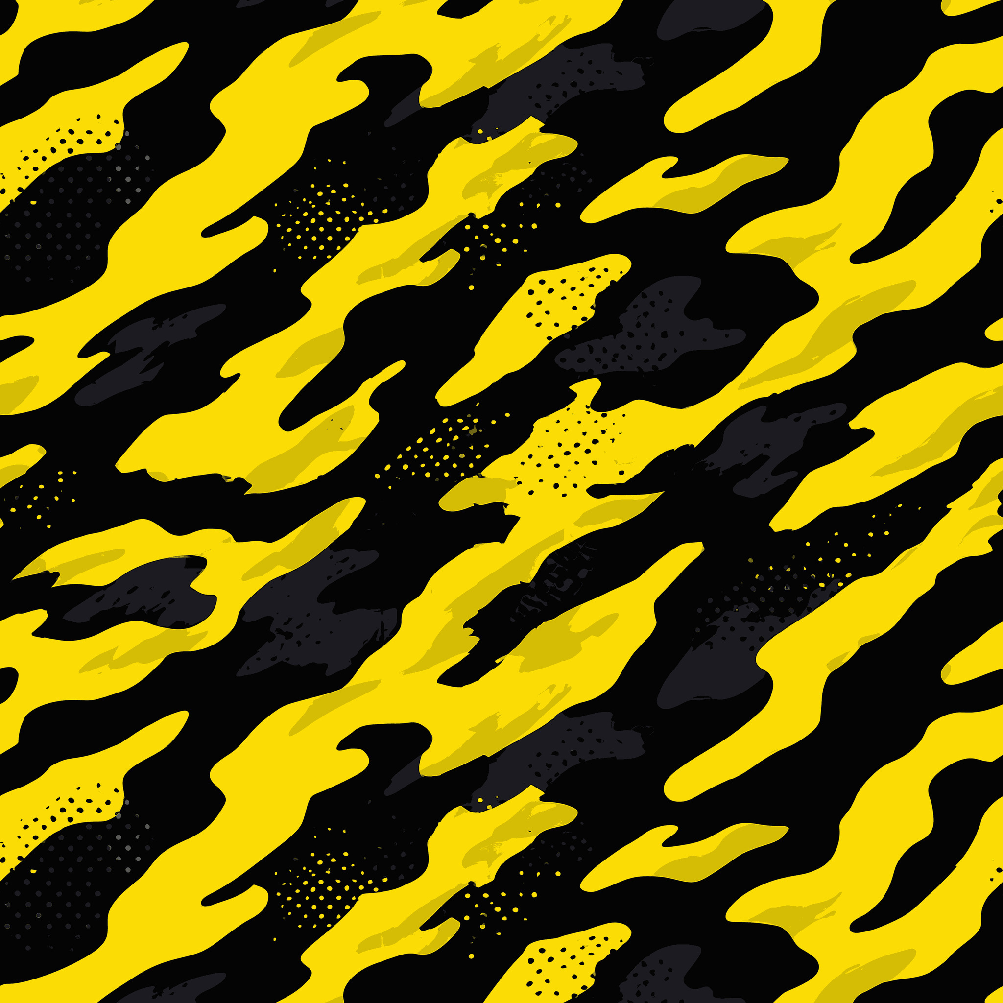 Flecked Modern Yellow Black Camouflage Fabric
