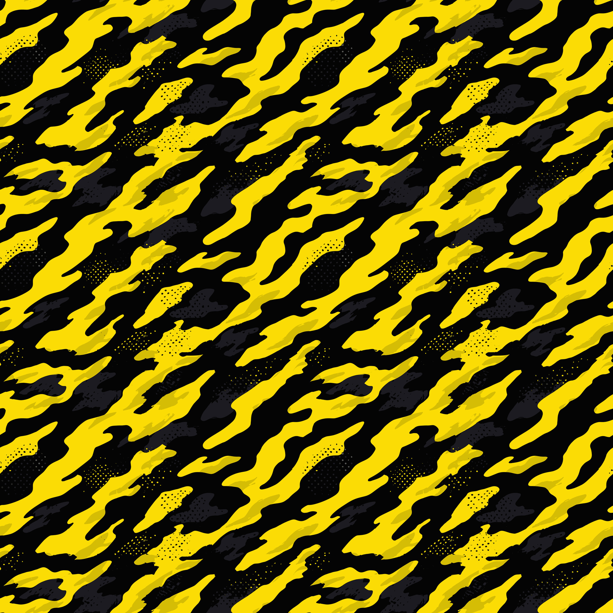 Flecked Modern Yellow Black Camouflage Fabric - Image 2