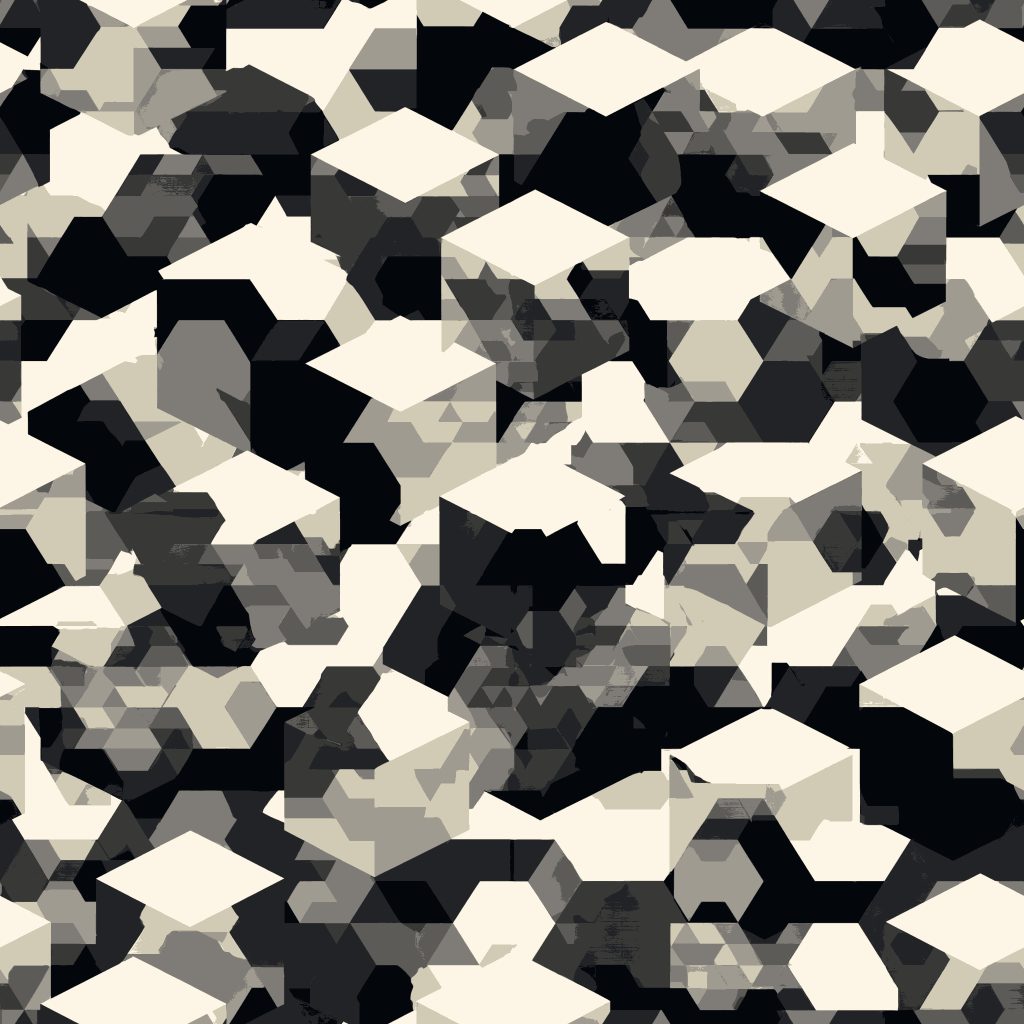 Geo Dazzle Greyscale Camouflage Fabric