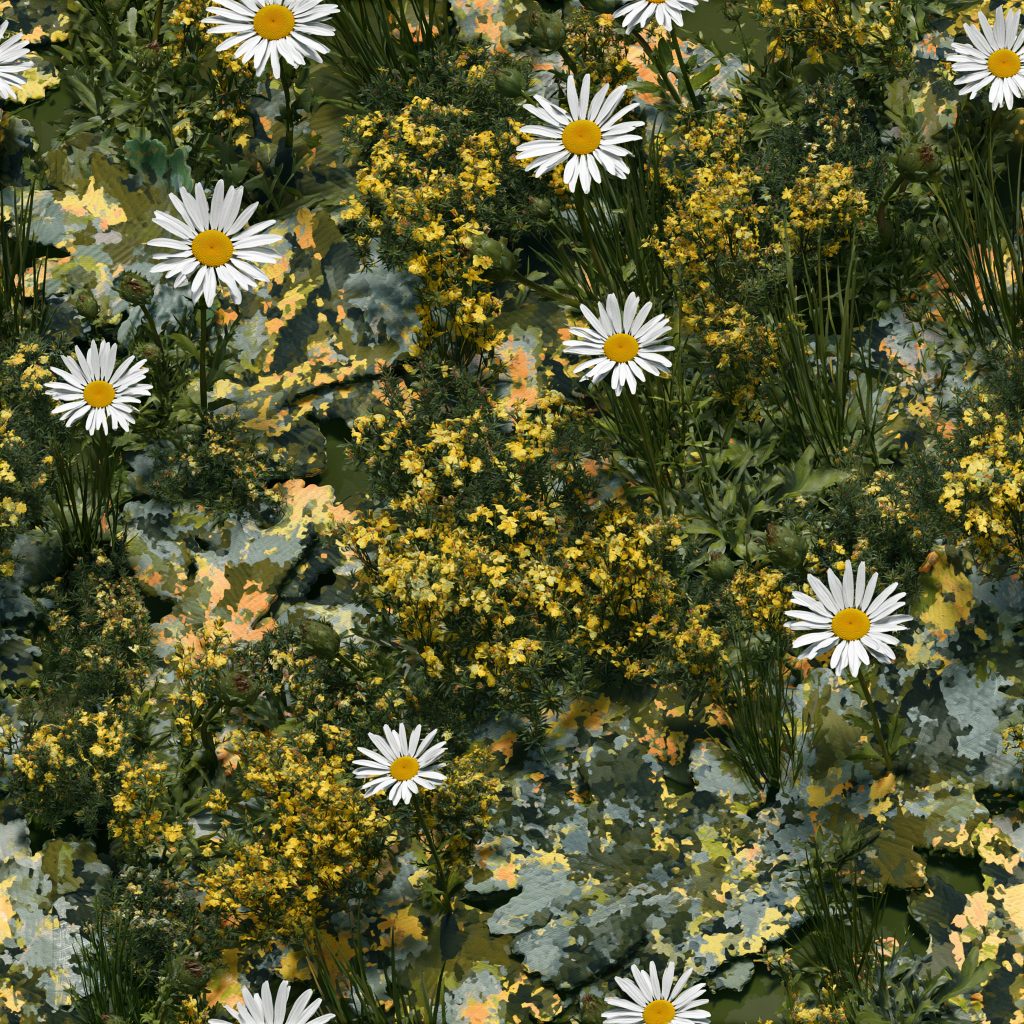 Grassland Daisies Camouflage Fabric