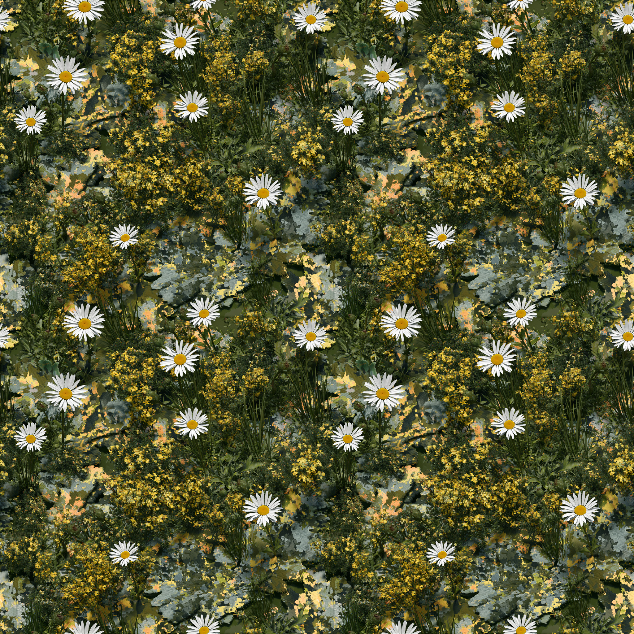 Grassland Daisies Camouflage Fabric - Image 2