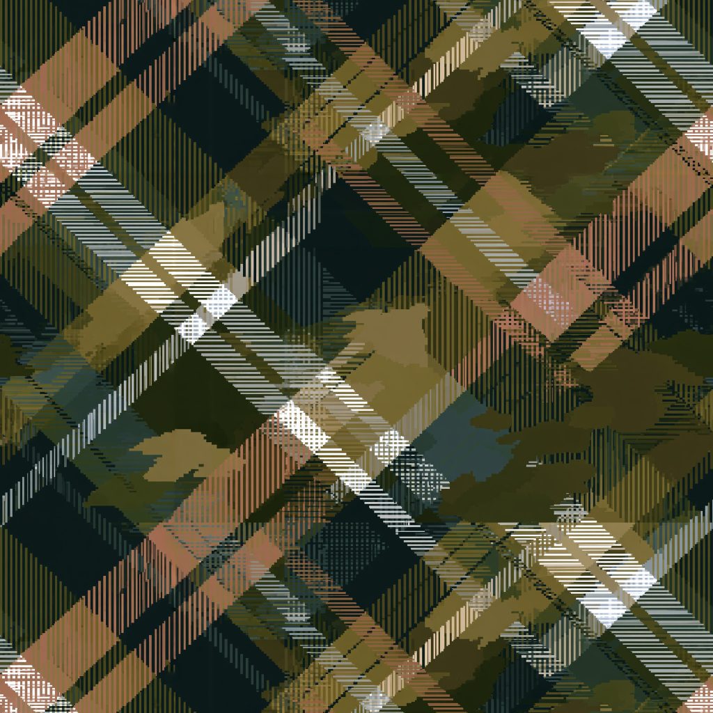 Green Tartan Diagonal Camouflage Fabric