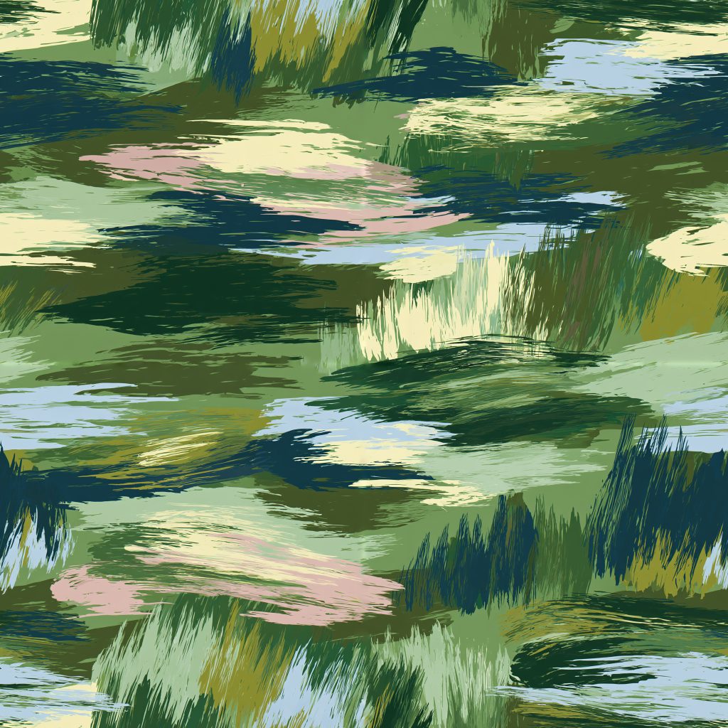 Hand Painted Wet Grasslands Camouflage Fabric