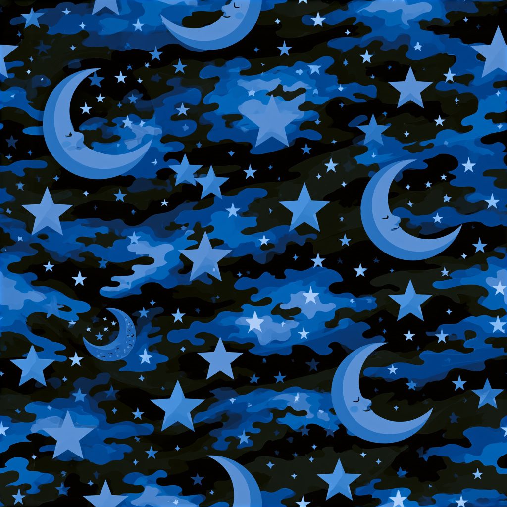 Kids Nighttime Blue Camouflage Fabric