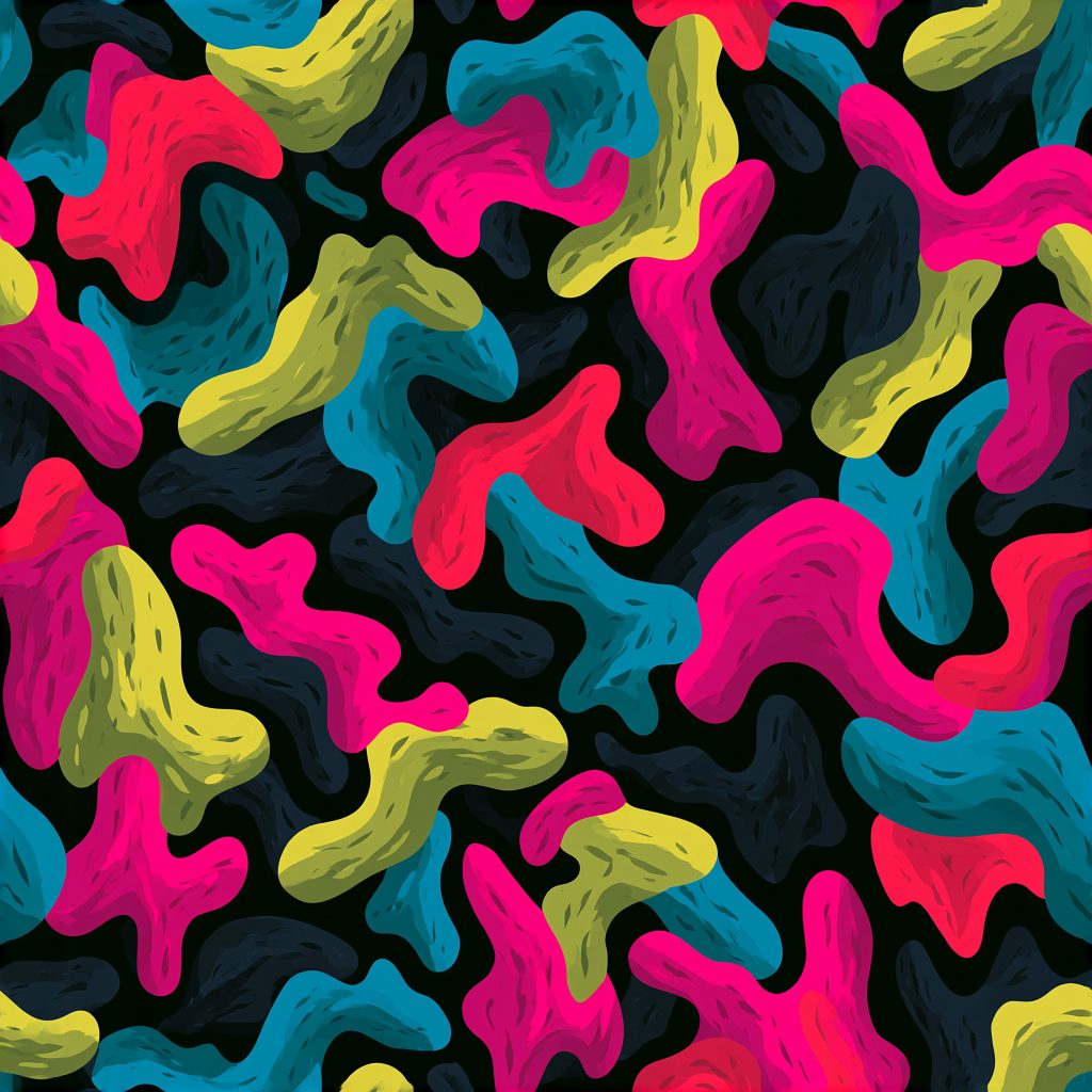 Modern Neon Splotches Camouflage Fabric