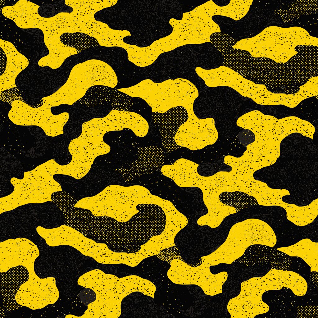Modern Yellow Black Sports Fleck Camouflage Fabric