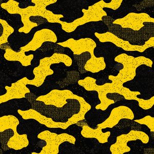 Modern Yellow Black Sports Fleck Camouflage Fabric