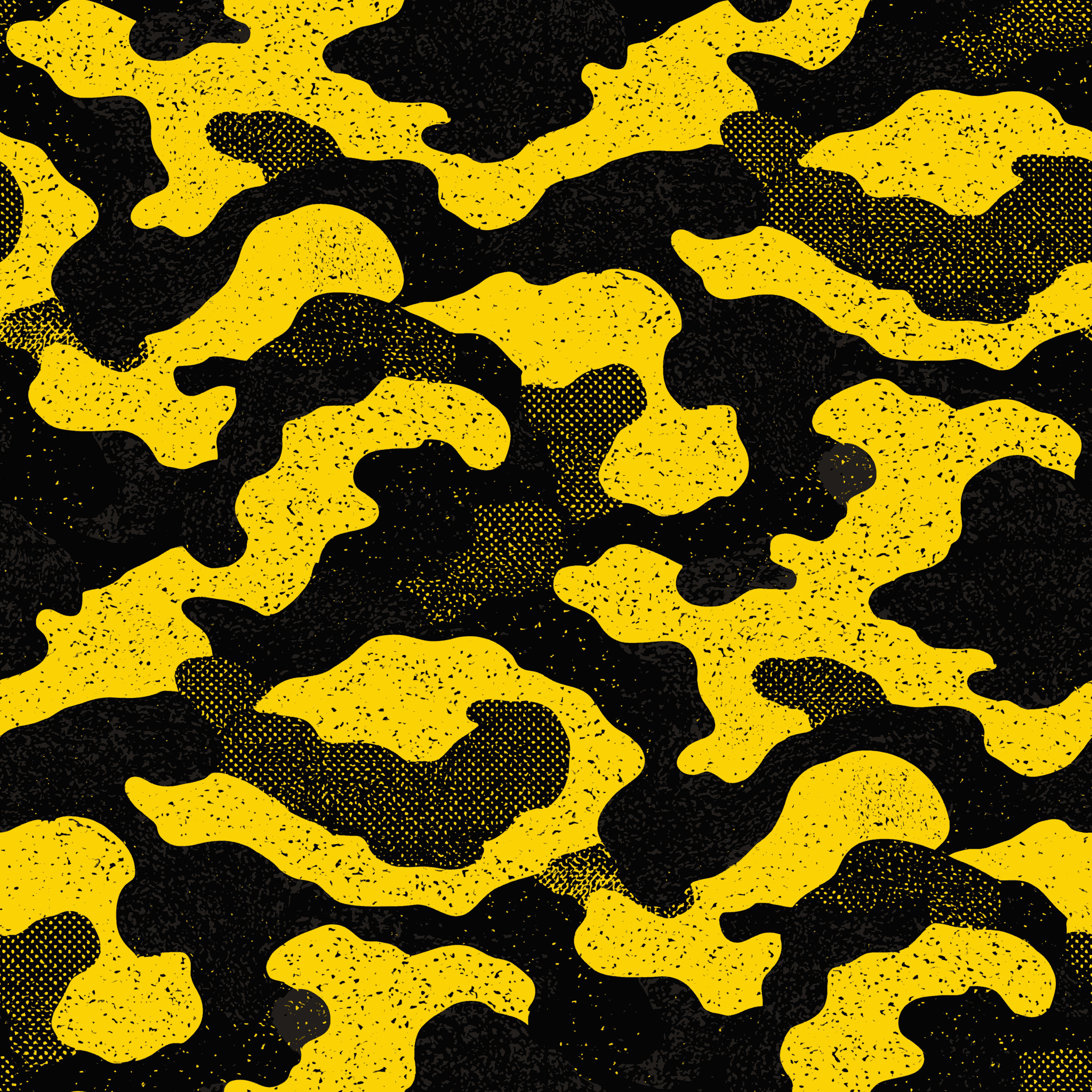 Modern Yellow Black Sports Fleck Camouflage Fabric