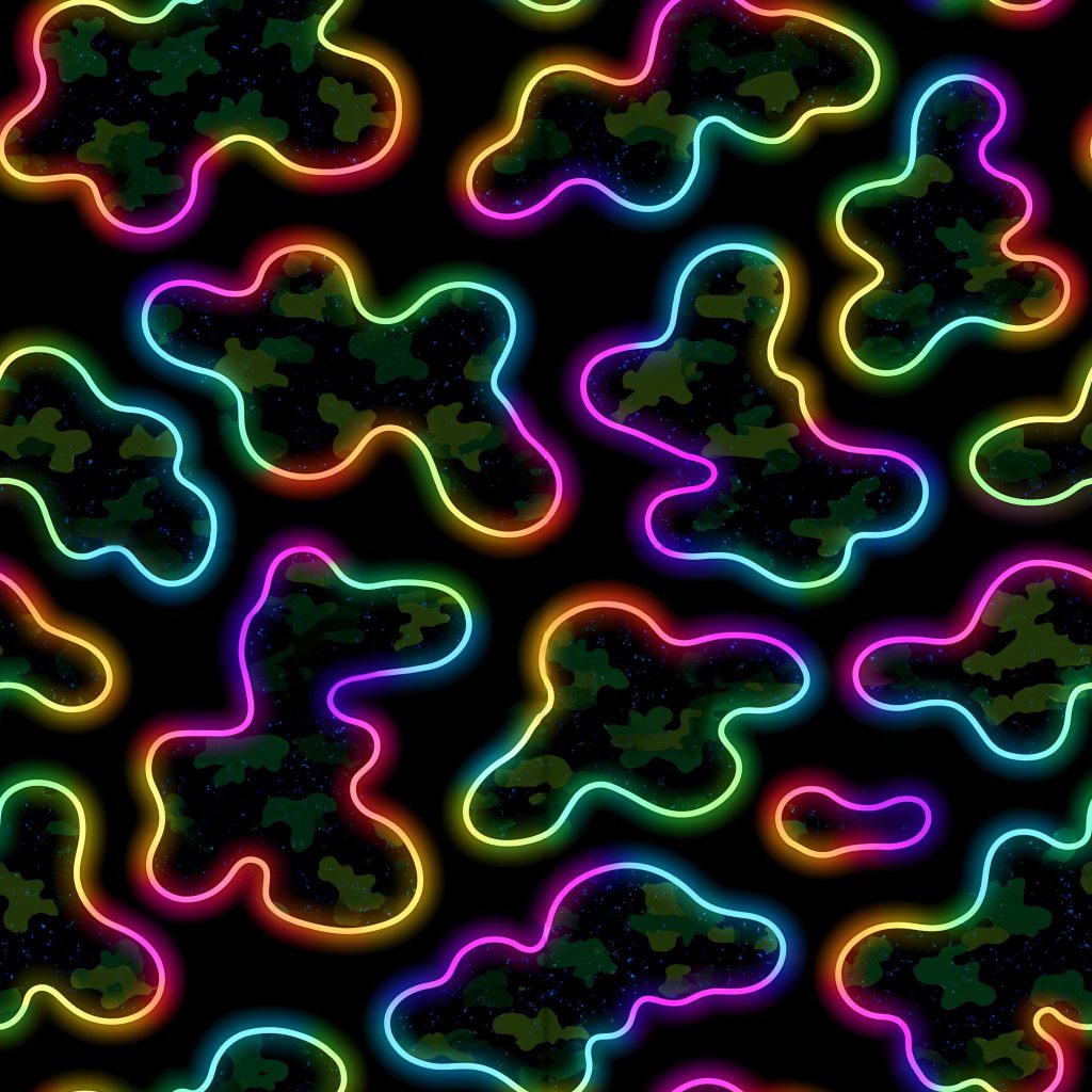 Neon Glow Cellular Camouflage Fabric