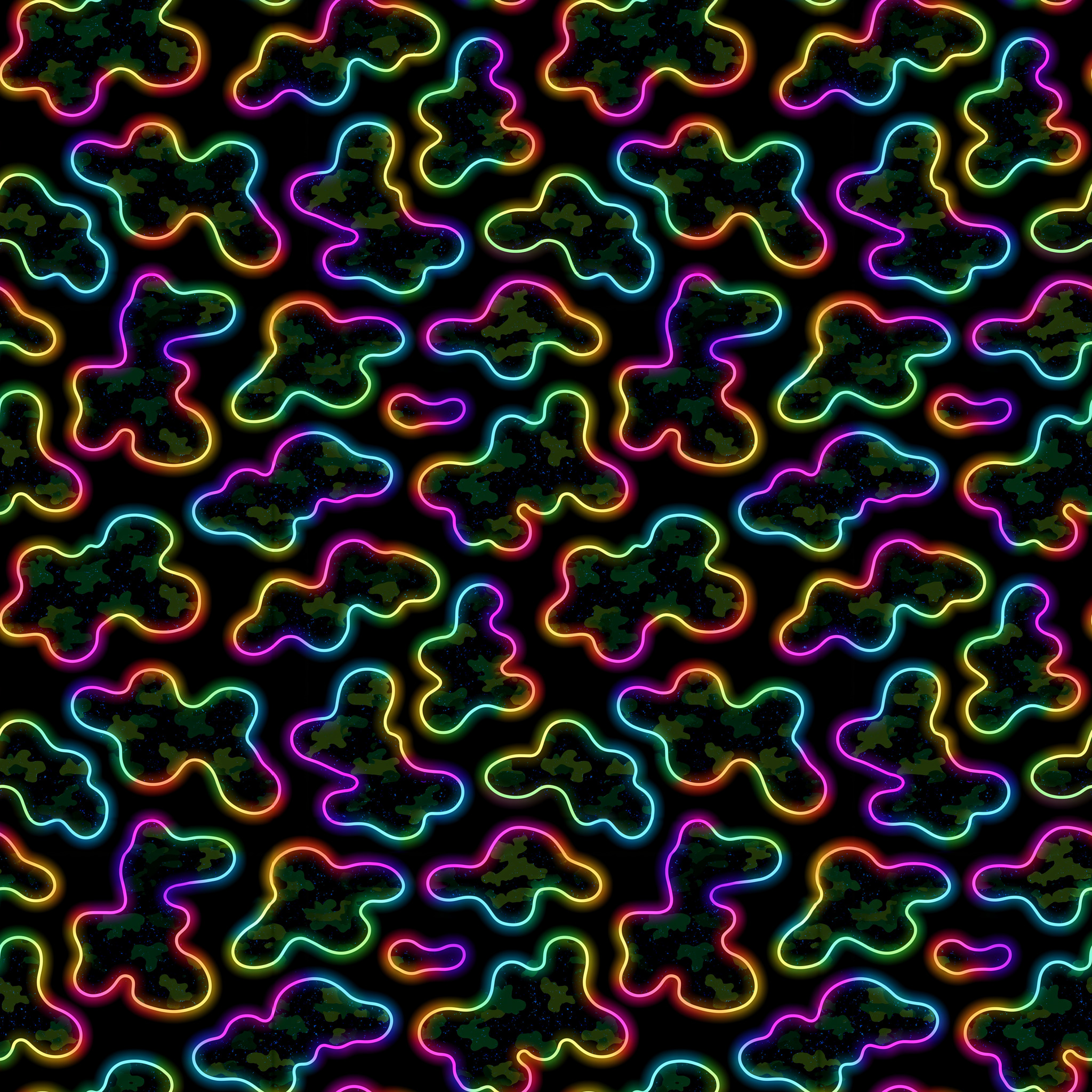 Neon Glow Cellular Camouflage Fabric - Image 2