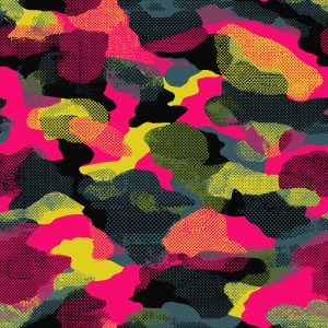 Neon Newspaper Print Halftone Camouflage Fabric