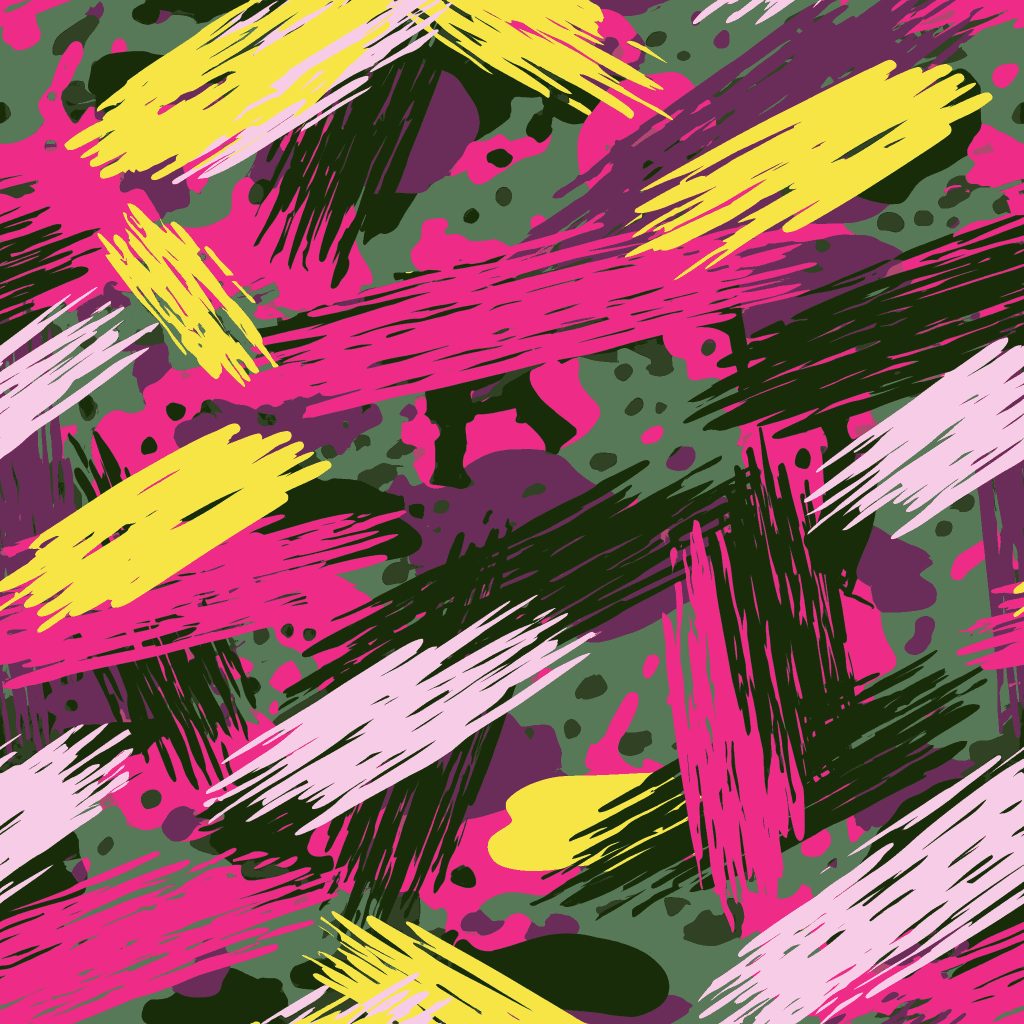 Neon Paint Strokes Camouflage Fabric