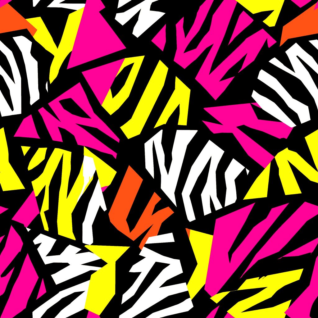 Neon Zebra Geometric Camouflage Fabric