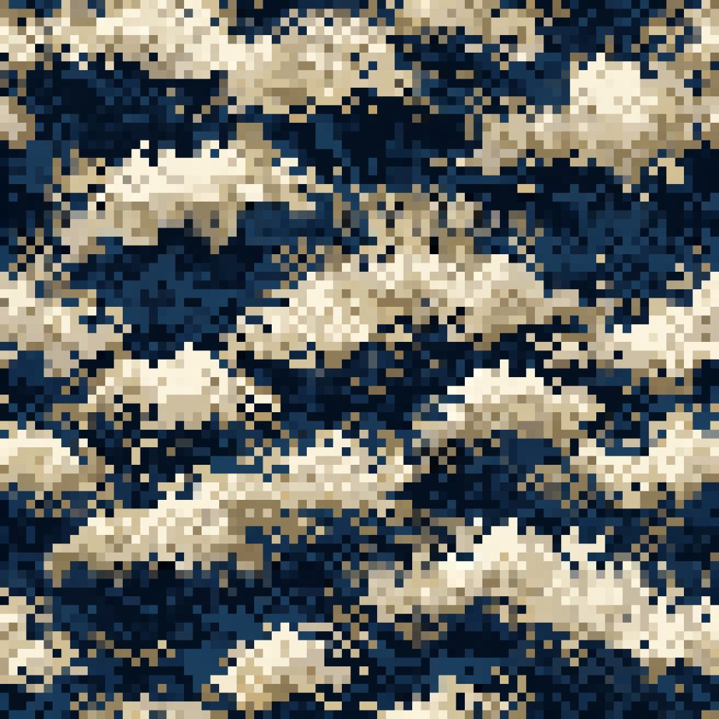 Pixel Hillside Nighttime Camouflage Fabric