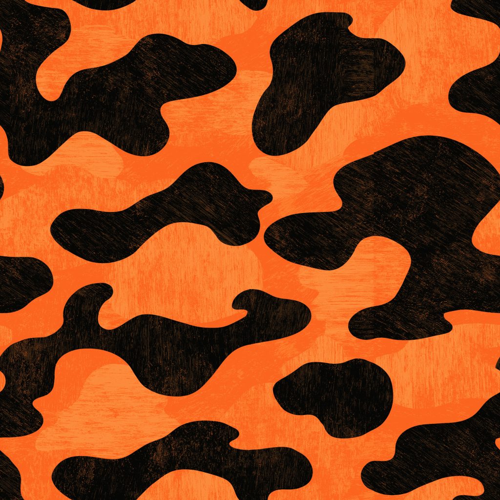 Scuffed Orange Camouflage Fabric