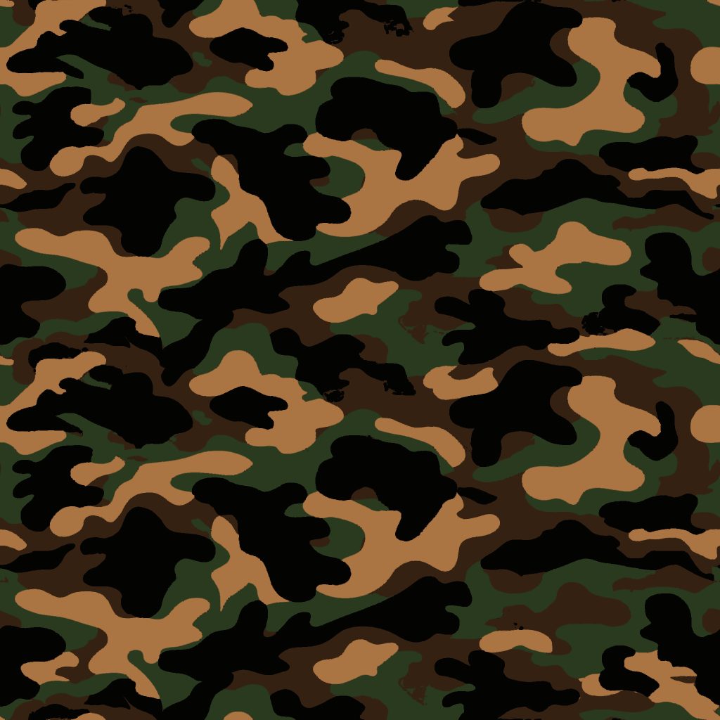 Traditional Brown Black Tan Green Camouflage Fabric