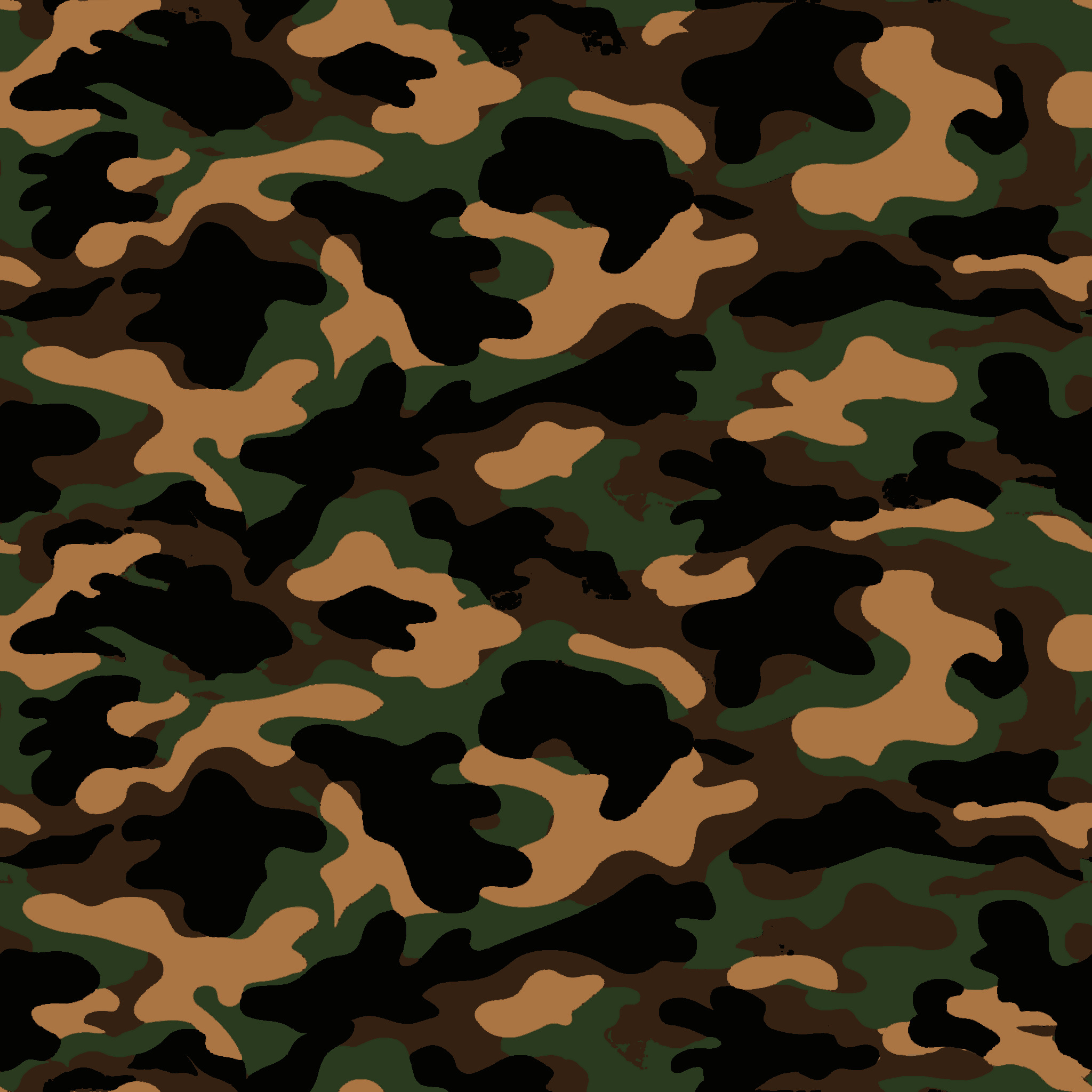 Traditional Brown Black Tan Green Camouflage Fabric