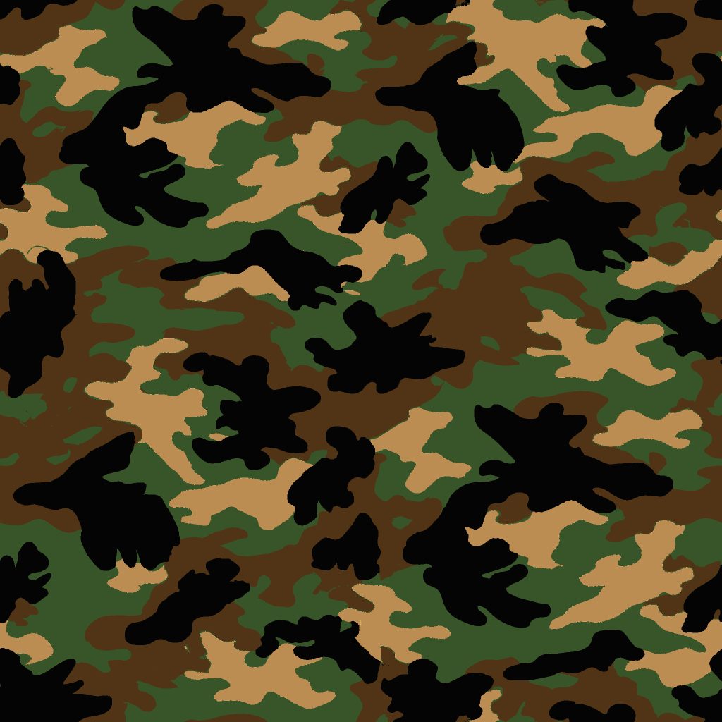 Traditional Field Camo Brown Black Green Tan Camouflage Fabric